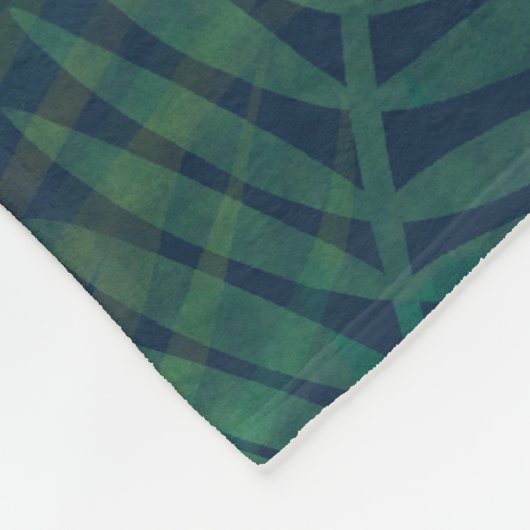 Dunkelgrüne Palmen Blätter Muster Fleecedecke (Ecke)