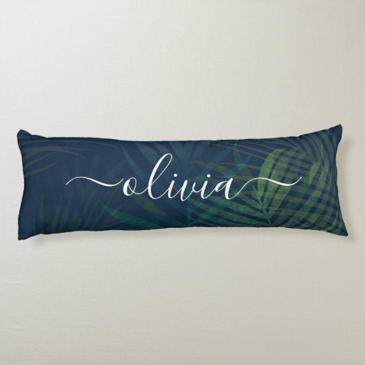 Dunkelgrüne Palmen Blätter Muster Seitenschläferkissen (Rückseite)