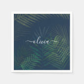 Dunkelgrüne Palmen Blätter Muster Serviette (Vorderseite)