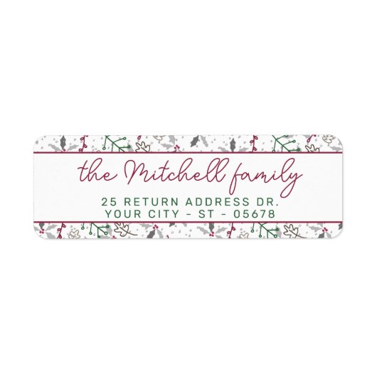 Dunkelgrüne Pine Needles Red Holly Berries Muster (Vorne)