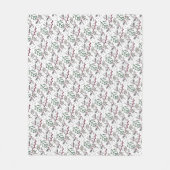 Dunkelgrüne Pine Needles Red Holly Berries Muster Fleecedecke (Vorderseite)