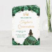 Dunkelgrüne Prinzessin Florale Quinceañera-Program Programm (Vorderseite)