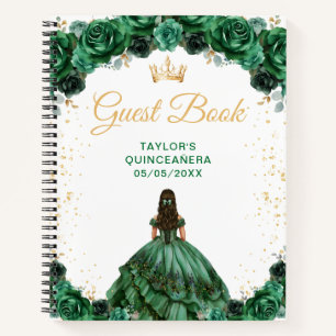 Dunkelgrüne Prinzessin Quinceañera Gästebuch Notizblock