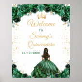 Dunkelgrüne Prinzessin Quinceañera Willkommen Poster (Vorne)