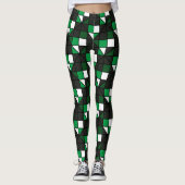 Dunkelgrüne Quadrate Leggings (Vorderseite)