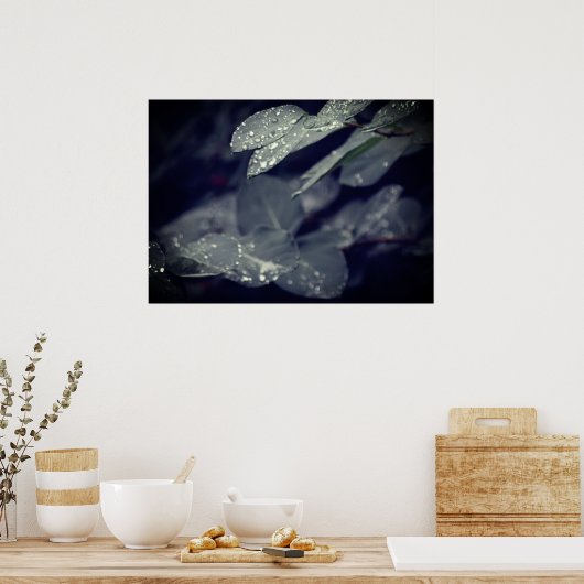 Dunkelgrüne Regenwasser-Blätter Poster (Küche)