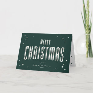 Dunkelgrüne Retro-Sterne Frohe Weihnachtszeit Foto Feiertagskarte