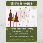 dunkelgrüne Retro-Weihnachtsprogramm-Flyer Flyer (Hinten)