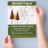 dunkelgrüne Retro-Weihnachtsprogramm-Flyer Flyer (Hand)