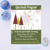 dunkelgrüne Retro-Weihnachtsprogramm-Flyer Flyer (Einzeln)