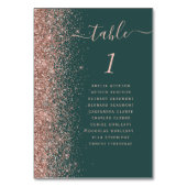 Dunkelgrüne Rose Gold Glitzer Hochzeit Tischnummer (Rückseite)