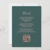 Dunkelgrüne Rose Gold Glitzer QR Code Hochzeit Einladung (Rückseite)