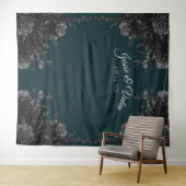 Dunkelgrüne Rose Graue Foto Hintergrund Wandteppich (Beispiel (Horizontal))