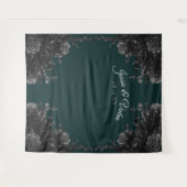 Dunkelgrüne Rose Graue Foto Hintergrund Wandteppich (Vorderseite (Horizontal))