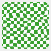 Dunkelgrüne Schachbrett-Tafel Quadratischer Aufkleber (Vorderseite)