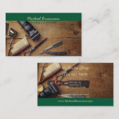 Dunkelgrüne Schere Razor Barbershop Foto Visitenkarte (Vorne/Hinten)