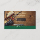 Dunkelgrüne Schere Razor Barbershop Foto Visitenkarte (Rückseite)