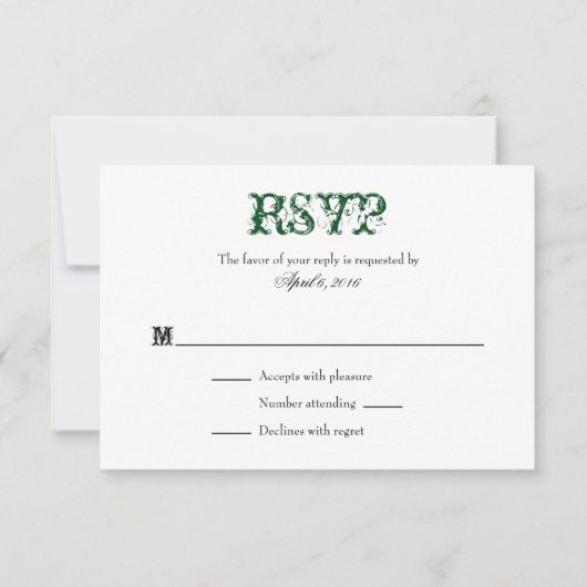 Dunkelgrüne, Schlichte RSVP-Karten RSVP Karte (Vorderseite)