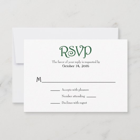 Dunkelgrüne, Schlichte RSVP-Karten RSVP Karte (Vorderseite)