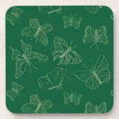 Dunkelgrüne Schmetterlingsdrucke, Natur Inspiriert Getränkeuntersetzer (Vorderseite)