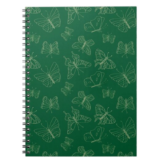 Dunkelgrüne Schmetterlingsdrucke, Natur Inspiriert Notizblock (Vorderseite)
