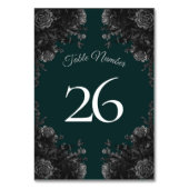 Dunkelgrüne Schwarz-Grau-Rose Gothic Wedding Tischnummer (Vorderseite)