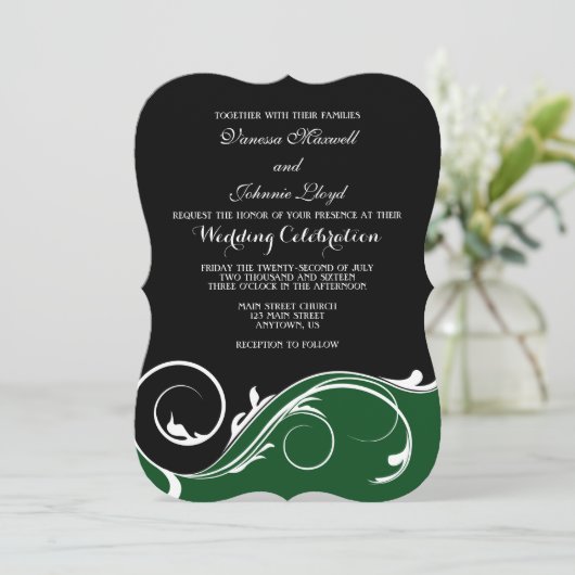 Dunkelgrüne Schwarz-wirbelhalterung Einladung zur (Stehend Vorderseite)