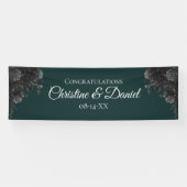 Dunkelgrüne Schwarze Hochzeit Banner (Horizontal)