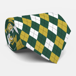 Dunkelgrüne & Senfgelbe Argyleschmuck Krawatte  