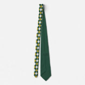Dunkelgrüne & Senfgelbe Argyleschmuck Krawatte   (Rückseite)