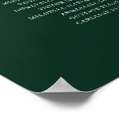 Dunkelgrüne Sitzkarte Finden Sie Ihren Platz 12 Ti Poster (Ecke)