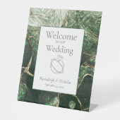 Dunkelgrüne Smaragdgemstone Hochzeit Sockelschild (Vorderseite)