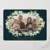 Dunkelgrüne Snowberge + Eukalyptus Weihnachtsgebäc Folien Feiertagskarte (Vorderseite)