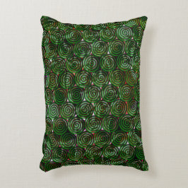Dunkelgrüne Spiralen sind bei farbigem Bild transp Dekokissen