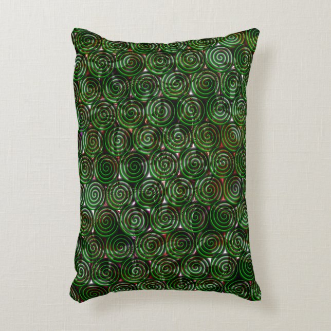 Dunkelgrüne Spiralen sind bei farbigem Bild transp Dekokissen (Vorderseite(Vertikal))