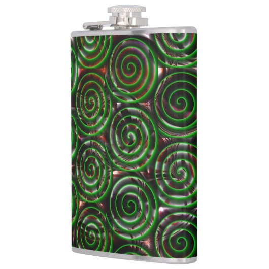 Dunkelgrüne Spiralen sind bei farbigem Bild transp Flachmann (Links)