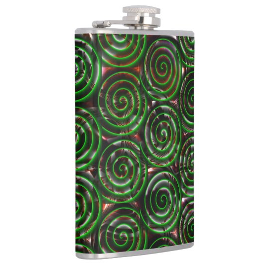 Dunkelgrüne Spiralen sind bei farbigem Bild transp Flachmann (Rechts)