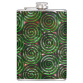 Dunkelgrüne Spiralen sind bei farbigem Bild transp Flachmann (Vorderseite)