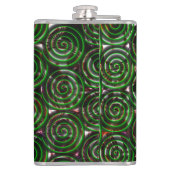 Dunkelgrüne Spiralen sind bei farbigem Bild transp Flachmann (Rückseite)