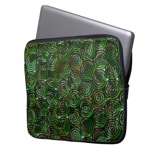 Dunkelgrüne Spiralen sind bei farbigem Bild transp Laptopschutzhülle (Vorderseite Links)