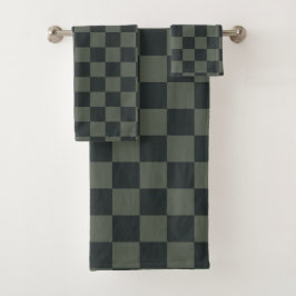 Dunkelgrüne Tafel Badhandtuch Set