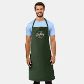 Dunkelgrüne Tan Monogram Personalisiert Schürze (Getragen)