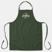 Dunkelgrüne Tan Monogram Personalisiert Schürze (Vorderseite)