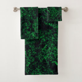 Dunkelgrüne Textur, zerstört oder korrodiert Badhandtuch Set