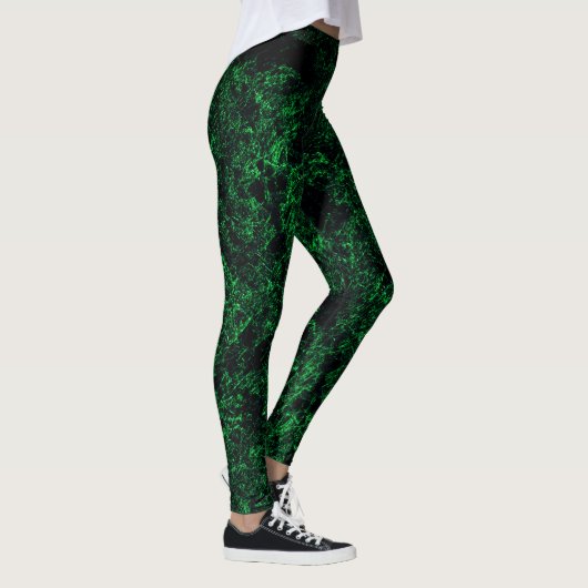 Dunkelgrüne Textur, zerstört oder korrodiert Leggings (Rechts)