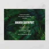 Dunkelgrüne tropische Blätter Einladung zum Geburt Postkarte (Vorderseite)