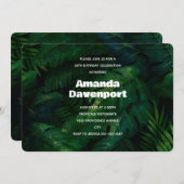 Dunkelgrüne tropische Blätter Muster Geburtstag Einladung (Vorne/Hinten)