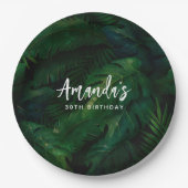 Dunkelgrüne tropische Blätter Muster Geburtstag Pappteller (Vorderseite)