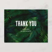 Dunkelgrüne tropische Blätter Muster Vielen Dank Postkarte (Vorderseite)