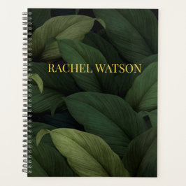 Dunkelgrüne tropische Blätter Planer